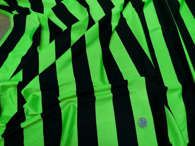 Lycra rayures bagnard larges vert pomme et noir 2