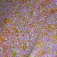 Lycra rose clair fleuri orange 1