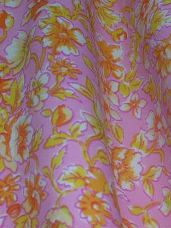Lycra rose clair fleuri orange 3 