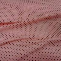 Lycra rose poudre pois noir fin 1 