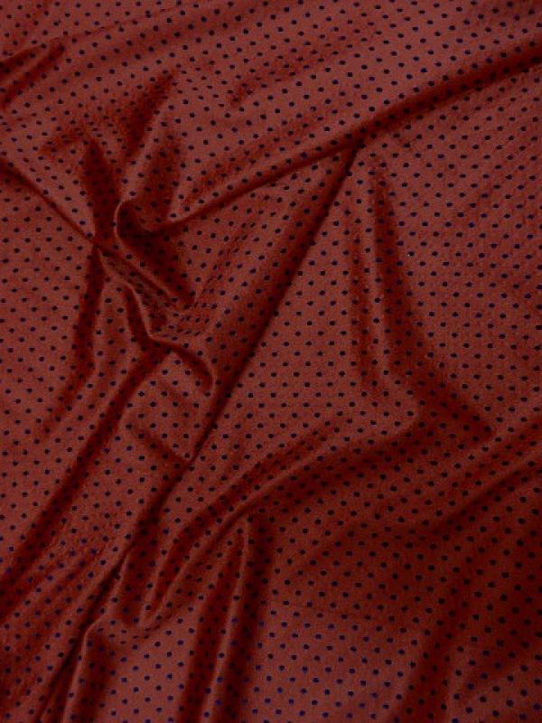 Lycra rouge flamenco a pois velours bleu nuit 2 