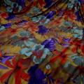 Lycra safran motif hibiscus violet orange 3