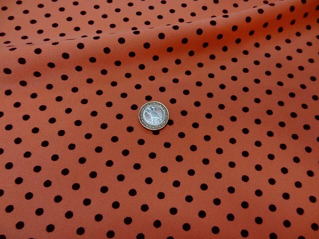 Lycra satin orange saumone pois noirs 2