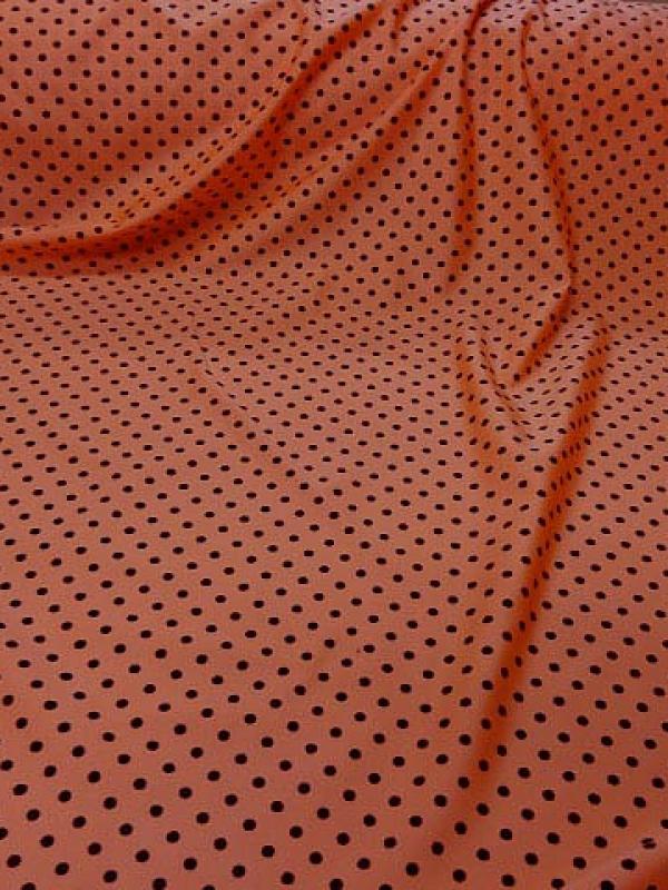 Lycra satin orange saumone pois noirs 3 