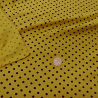 Lycra satine jaune imperial pois noirs moyens 2