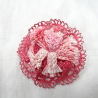 Macaron dentelle rose a coudre