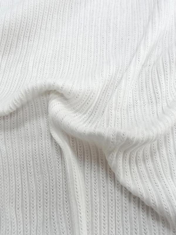 Maille coton blanc casse cotelee 1 