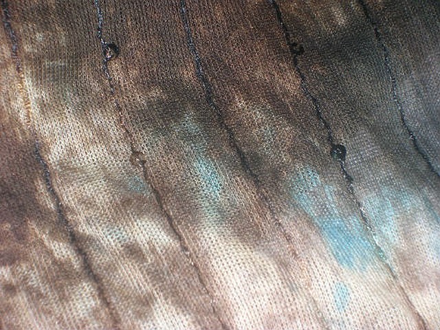 Maille coton marbree marron bleu a sequins 1