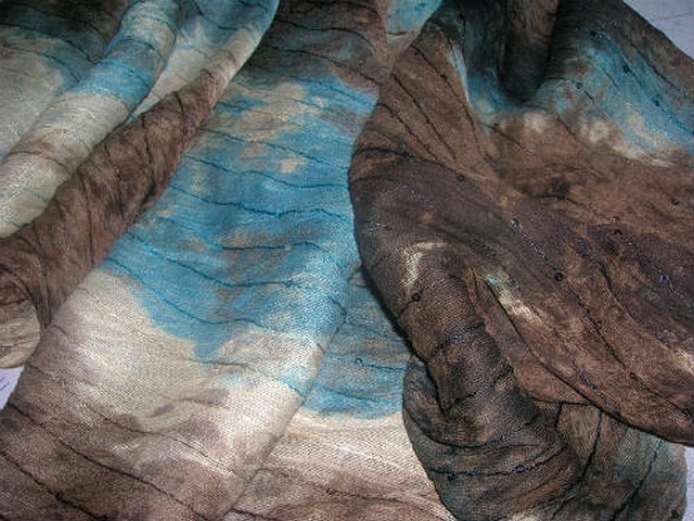 Maille coton marbree marron bleu a sequins 4