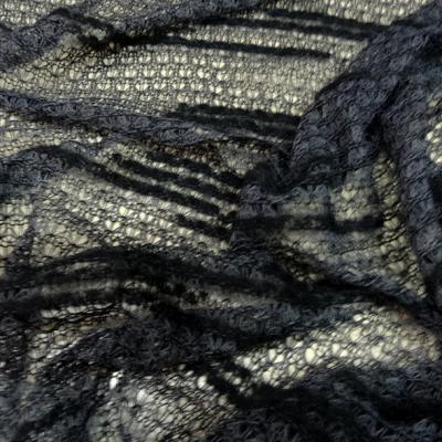 Maille fantaisie ajouree gris moyen et noir 2