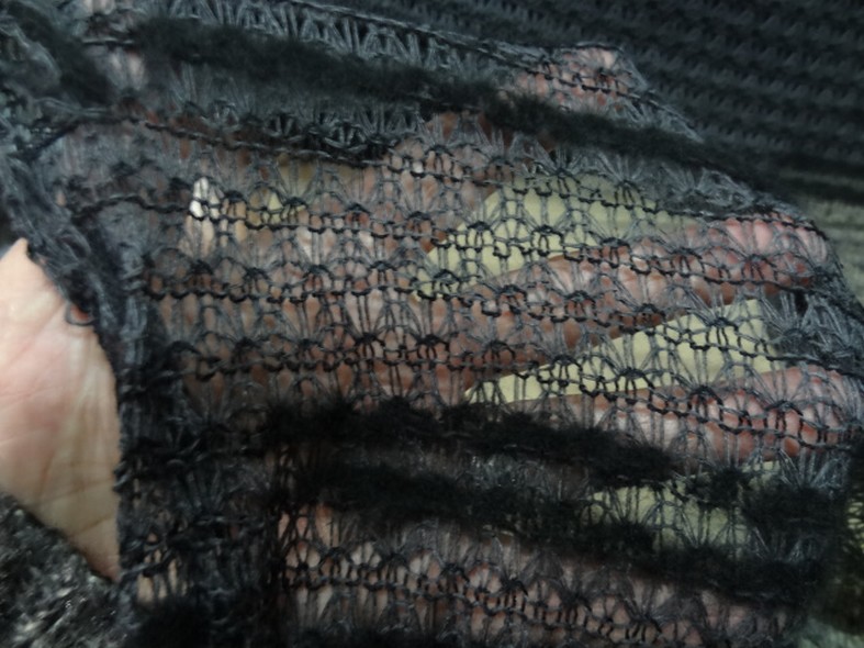 Maille fantaisie ajouree gris moyen et noir 5
