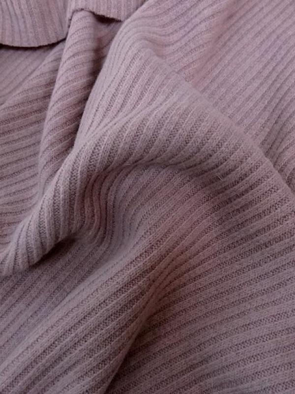 Maille jersey laine melangee rose poudre 1 