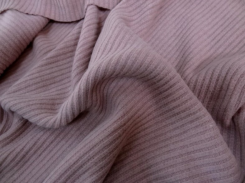 Maille jersey laine melangee rose poudre 1