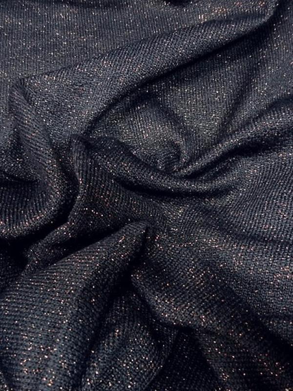 Maille lainage bleu encre avec fil lurex cuivre 2 
