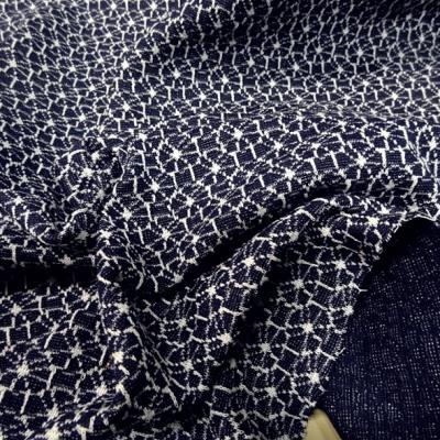 Maille lainage bleu marine motif japonais 9 