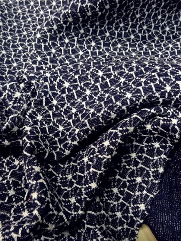 Maille lainage bleu marine motif japonais 9 