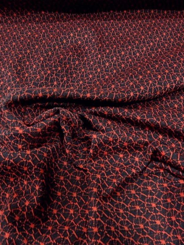 Maille lainage bleu marine motif japonais rouge 3 