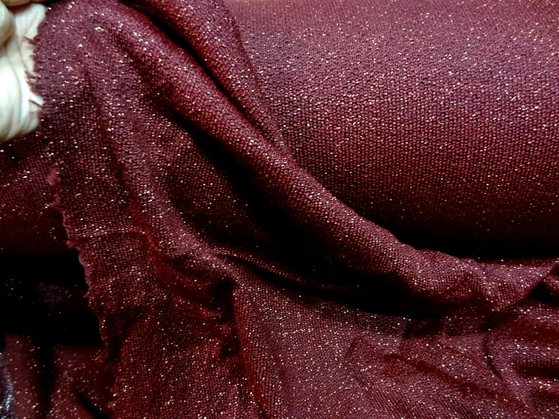 Maille lainage bordeaux avec fil lurex cuivre 7
