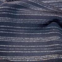 Maille lycra bleu guede rayures tricot lurex argent