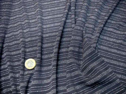 Maille lycra bleu guede rayures tricot lurex argent 1
