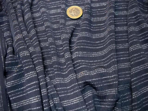 Maille lycra bleu guede rayures tricot lurex argent 2