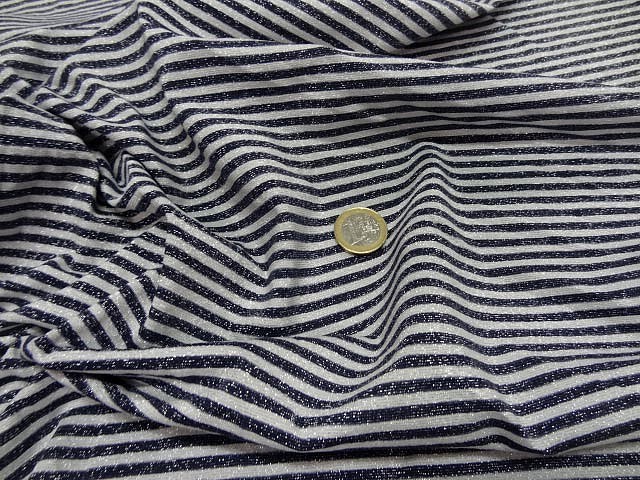 Maille lycra lurex metal rayures marinière blanc et noir9