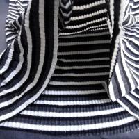 Maille melangee grosse cotes tubulaire rayee blanc noir gris 5