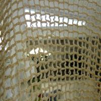 Maille ou resille quadrillee large ecrue en coton lin 4 