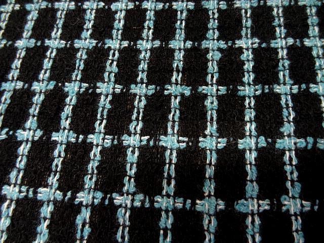 Maille tricot quadrillee bleu givre 