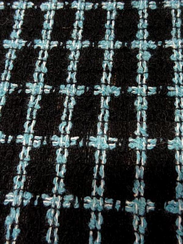 Maille tricot quadrillee bleu givre 