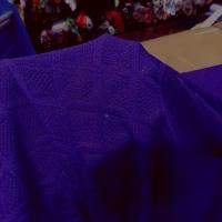 Maille tricotee motif carreaux indigo 3