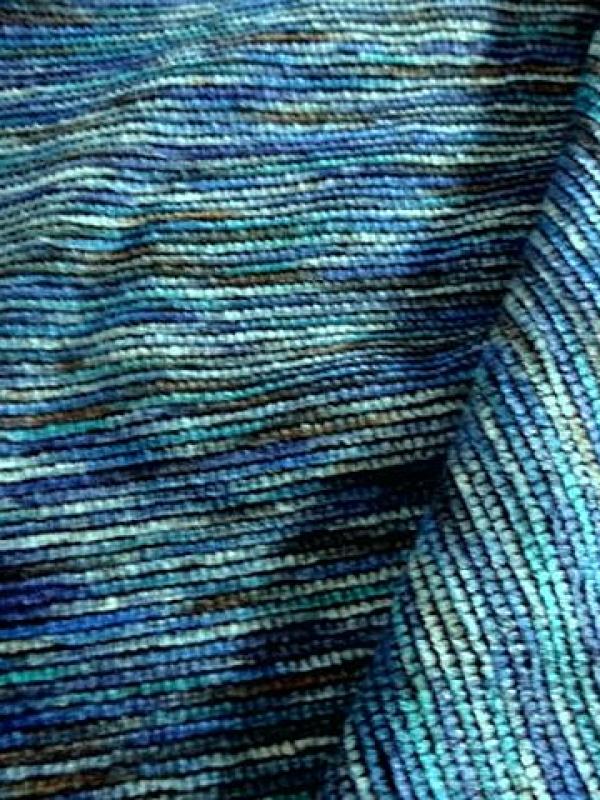 Maille velours chenille camaieu de bleus 1