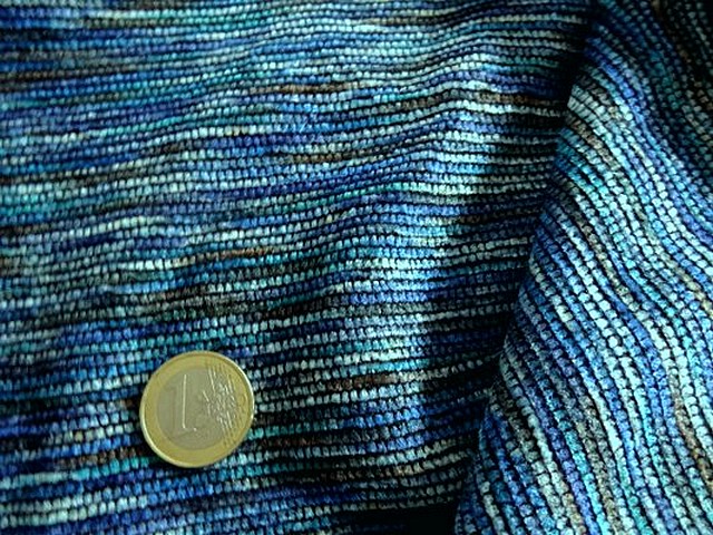 Maille velours chenille camaieu de bleus 2