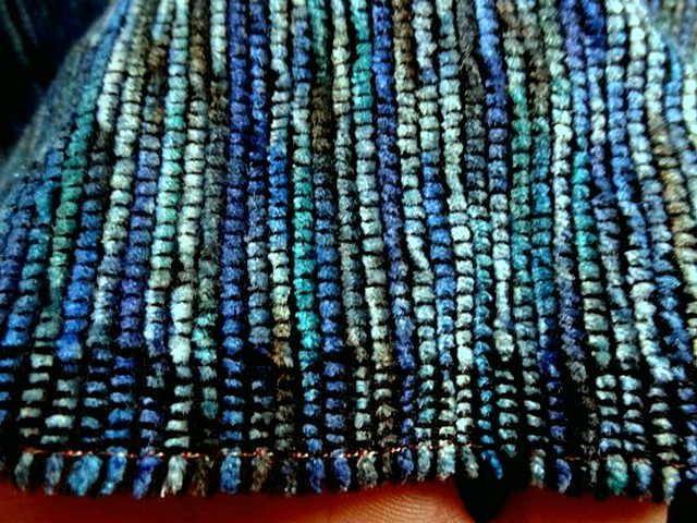 Maille velours chenille camaieu de bleus 3