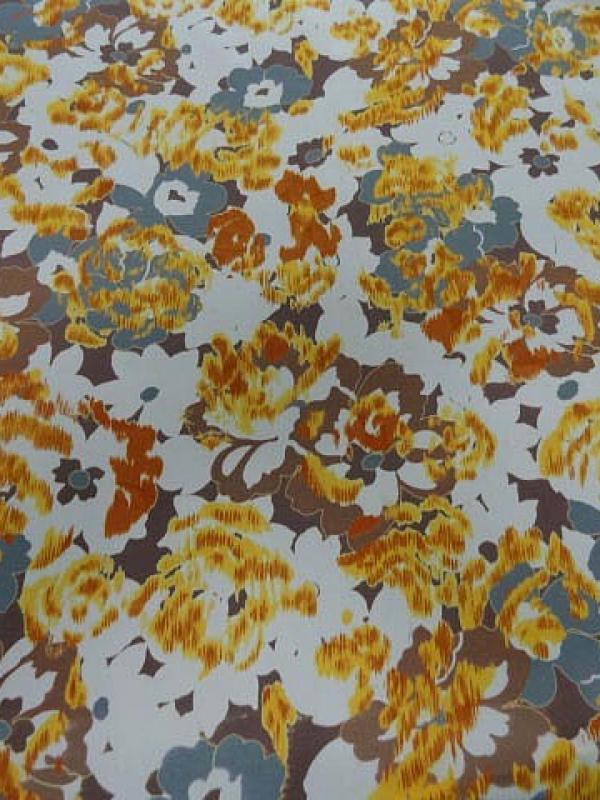 Microfibre blanche imprime fleurs ton safran