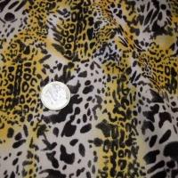 Microfibre motif leopard safran noir blanc