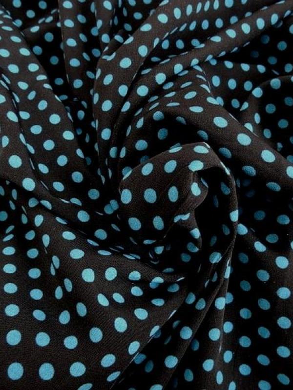 Microfibre noir pois bleu canard 1 