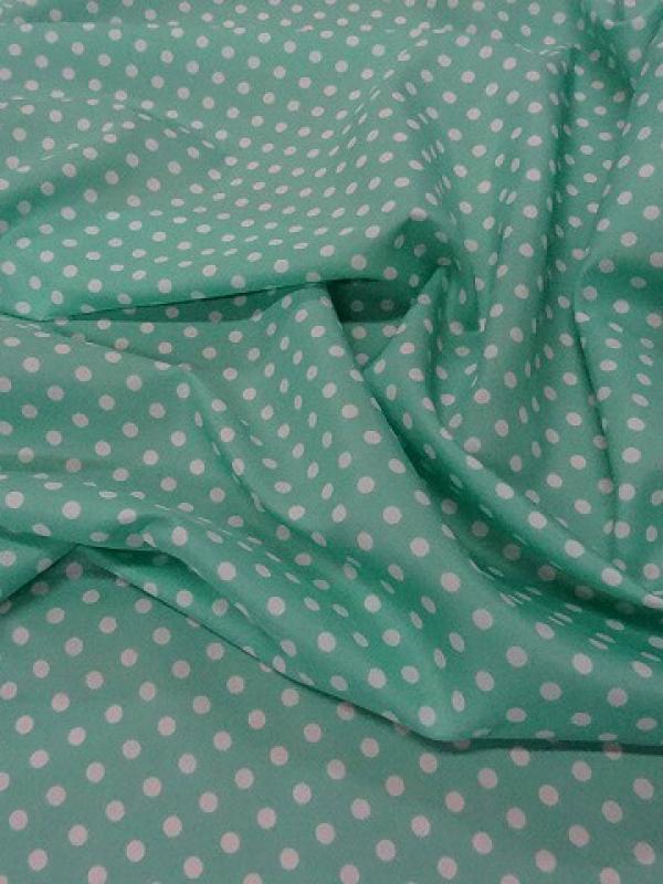 Microfibre vert d eau a pois blanc 8