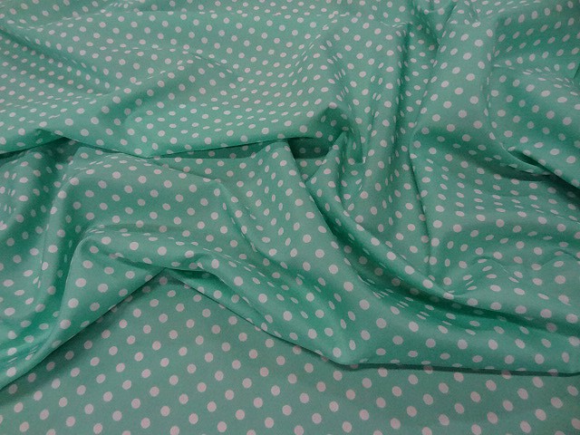 Microfibre vert d eau a pois blanc 8
