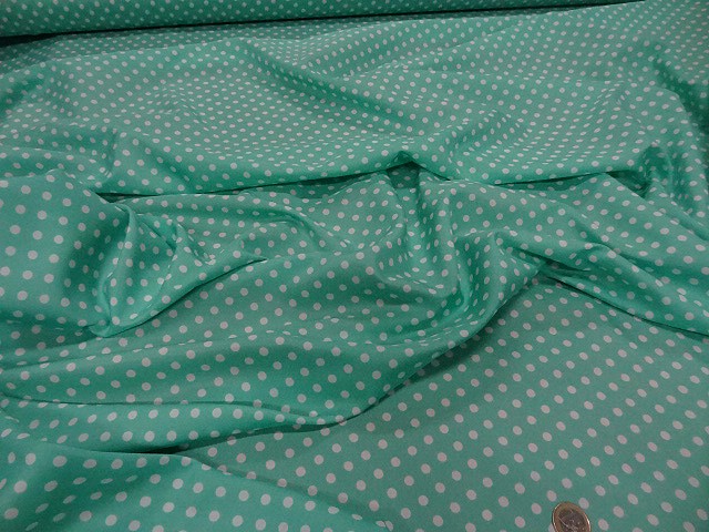 Microfibre vert d eau a pois blanc