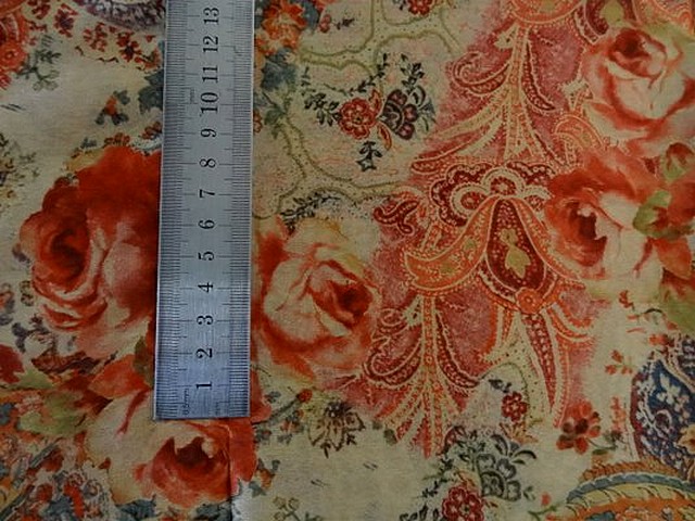 Mousseline beige fleurs et cachemire corail 3