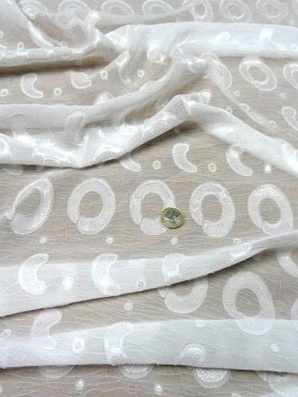 Mousseline blanc casse motifs cercle point virgule 4 