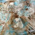 Mousseline chiffon chaos fleurs taupe bleu blanc 1