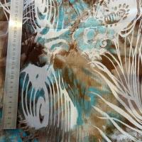 Mousseline chiffon chaos fleurs taupe bleu blanc 2 