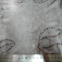 Mousseline chiffon en soie marron surbrodee de sequins 1 