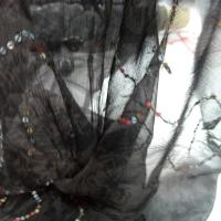 Mousseline chiffon en soie marron surbrodee de sequins 3 