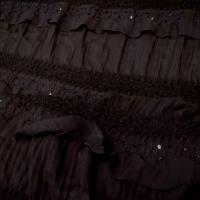 Mousseline chocolat a volants sequins et broderies 2