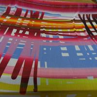 Mousseline crepon grand motif traits de couleurs 5 