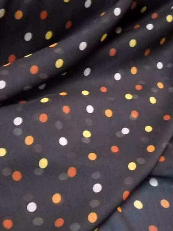 Mousseline crepon marron a pois 1 