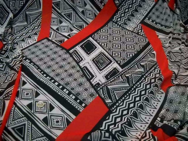 Mousseline crepon patchwork ethnique 1